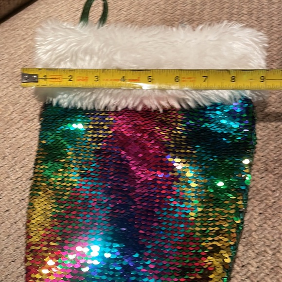 Christmas Stocking Mermaid Sequined Very Colorful 22” x 9” - Picture 8 of 8